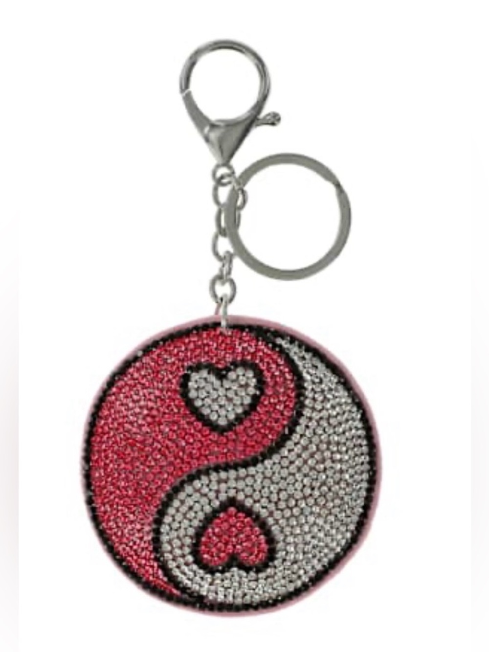 NWT Rhinestone Yin Yang Heart Keychain - Pink & Silver